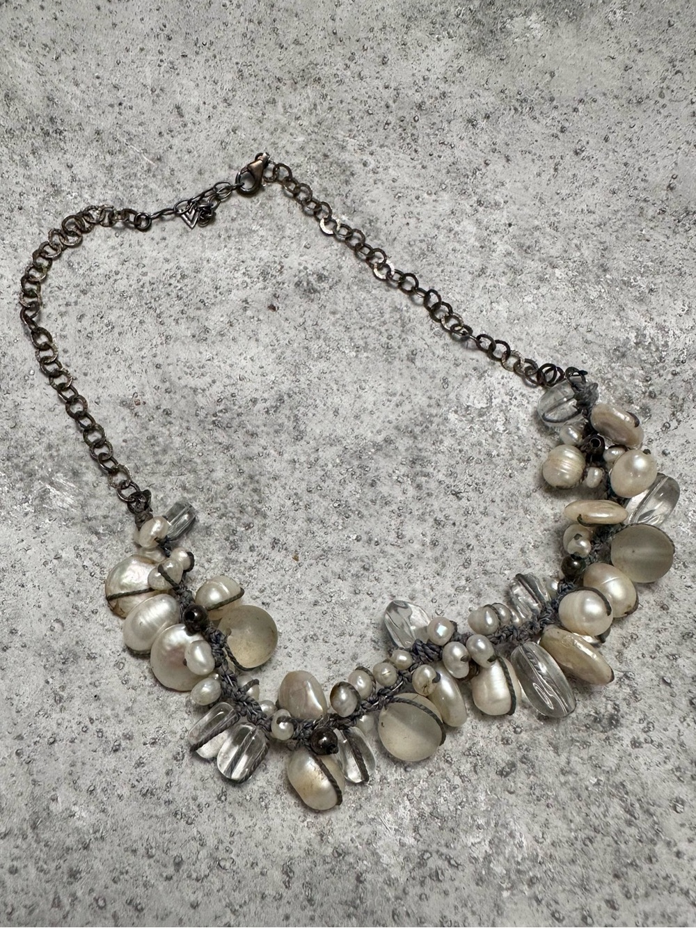 Silpada Ivory and Silver Pearl & Shell Cluster Necklace